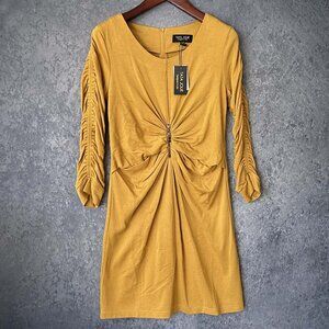 Ruched Dress, Mustard, Long Sleeve, XL, NWT